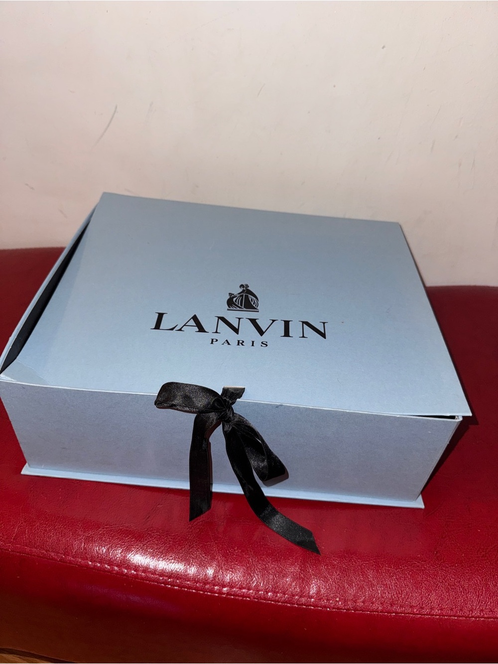 Lanvin Wine Red Patent Leather Pointed Pumps with Gold Heel Tab - Picture 8 of 8